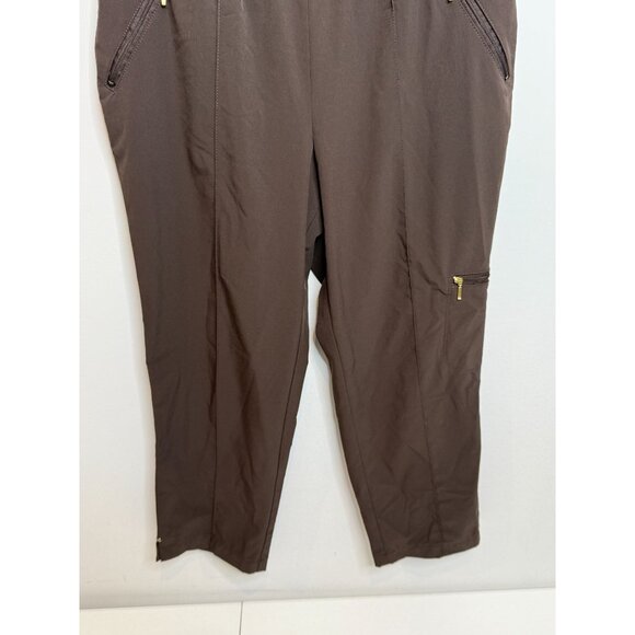 Chico’s Zenergy Pants Womens 1 M Brown Gold Zip Capri Pull On Stretch Athleisure - Picture 6 of 16